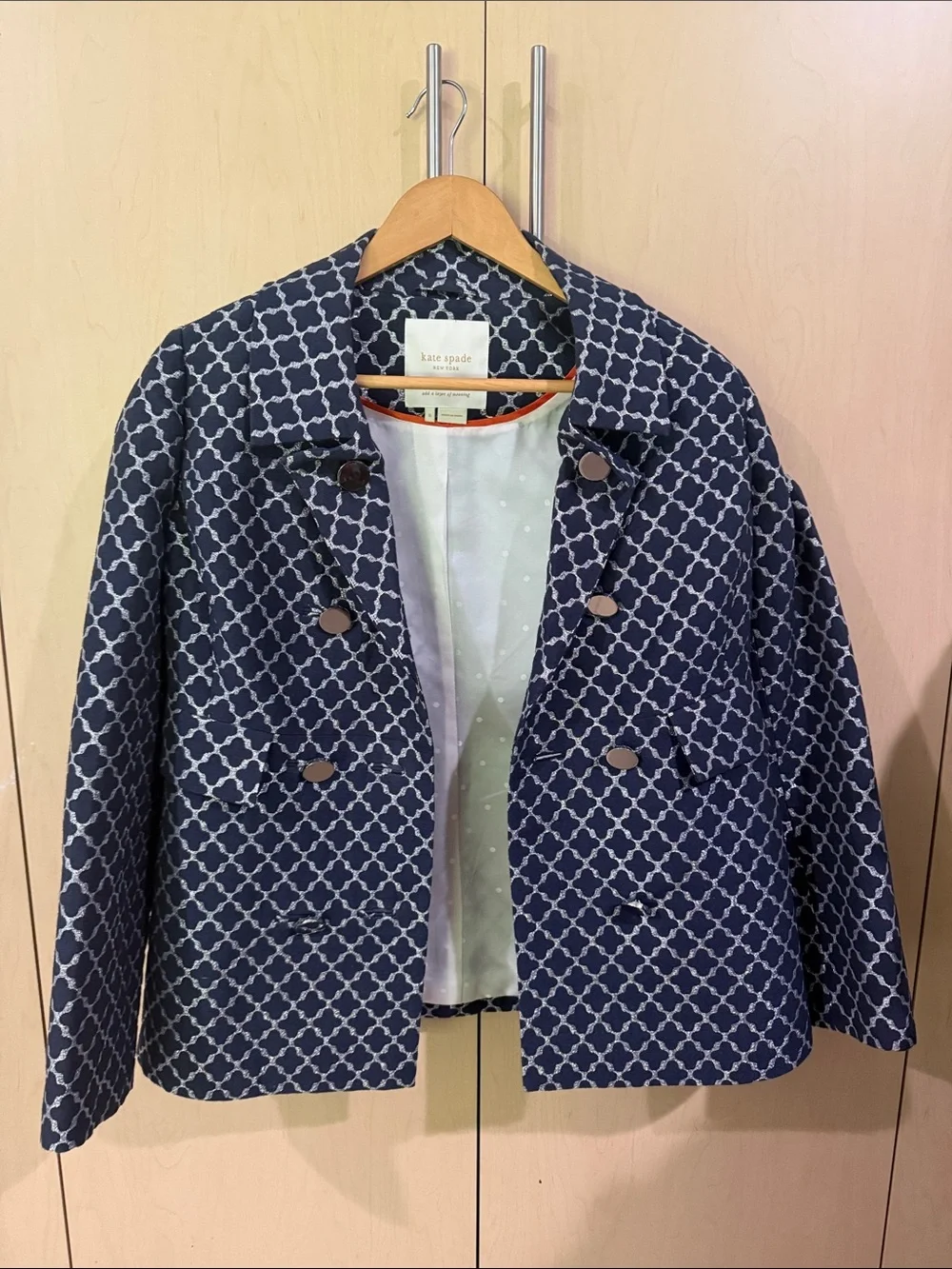 Stunning Kate spade Navy Geometric Print Blazer